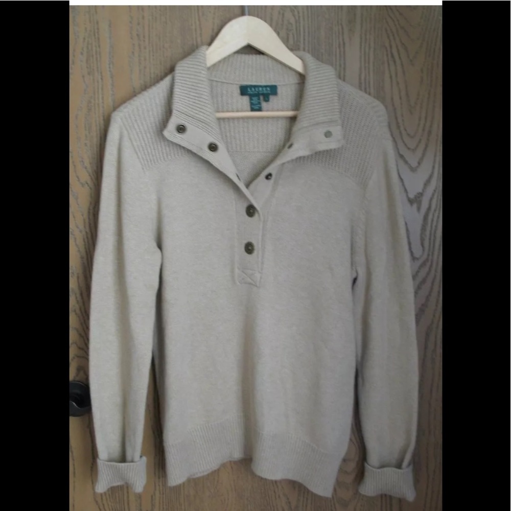 🍁Lauren Ralph Lauren 1/2 Snap Sweater Sz L